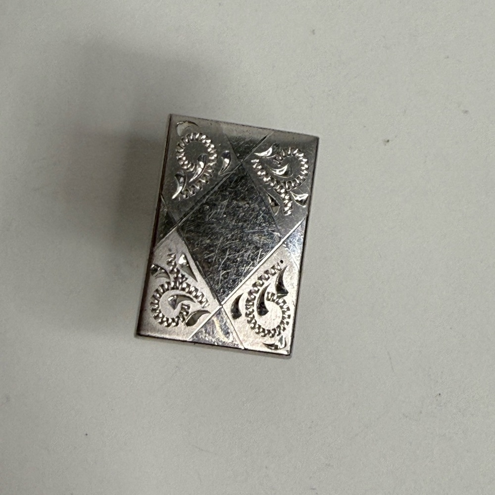 Silver Toned Engraved Rectangular Cuff Link - Spe… - image 1
